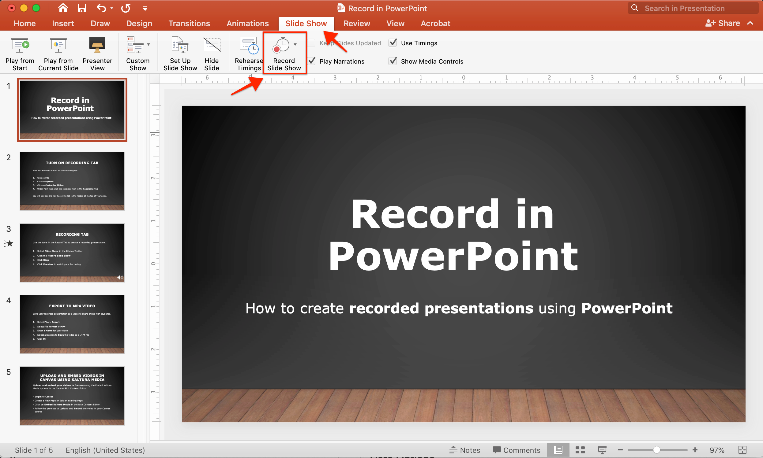 powerpoint for mac record narration